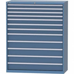 LISTA - 12 Drawer, 99 Compartment Bright Blue Steel Modular Storage Cabinet - Exact Tooling