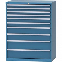 LISTA - 10 Drawer, 99 Compartment Bright Blue Steel Modular Storage Cabinet - Exact Tooling