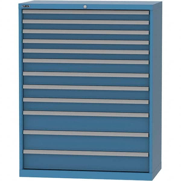 LISTA - 12 Drawer, 84 Compartment Bright Blue Steel Modular Storage Cabinet - Exact Tooling