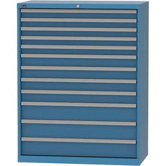 LISTA - 12 Drawer, 84 Compartment Bright Blue Steel Modular Storage Cabinet - Exact Tooling