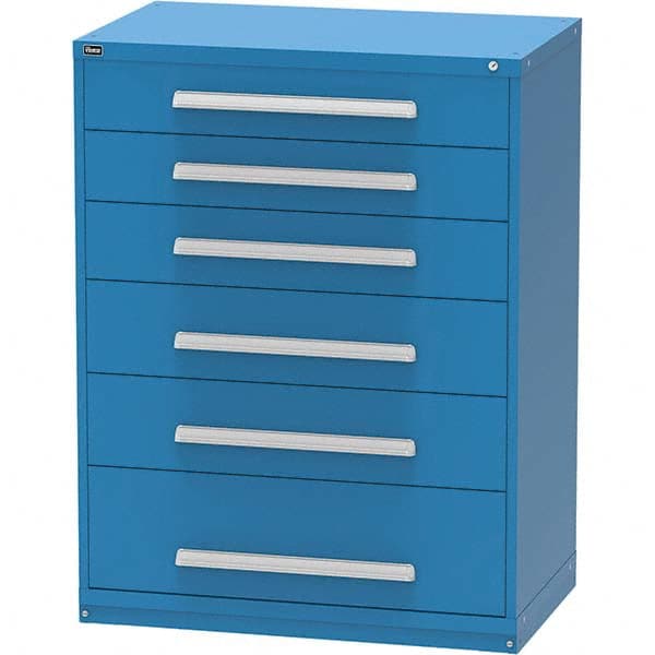 Vidmar - 6 Drawer, 45 Compartment Bright Blue Steel Modular Storage Cabinet - Exact Tooling