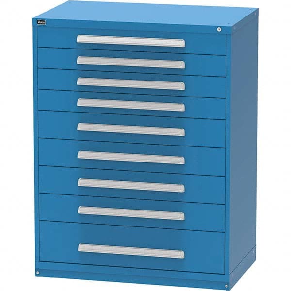 Vidmar - 9 Drawer, 45 Compartment Bright Blue Steel Modular Storage Cabinet - Exact Tooling
