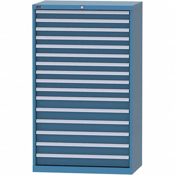 LISTA - 16 Drawer, 84 Compartment Bright Blue Steel Modular Storage Cabinet - Exact Tooling