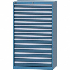 LISTA - 16 Drawer, 84 Compartment Bright Blue Steel Modular Storage Cabinet - Exact Tooling