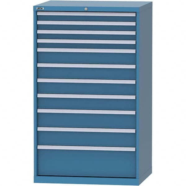 LISTA - 11 Drawer, 84 Compartment Bright Blue Steel Modular Storage Cabinet - Exact Tooling