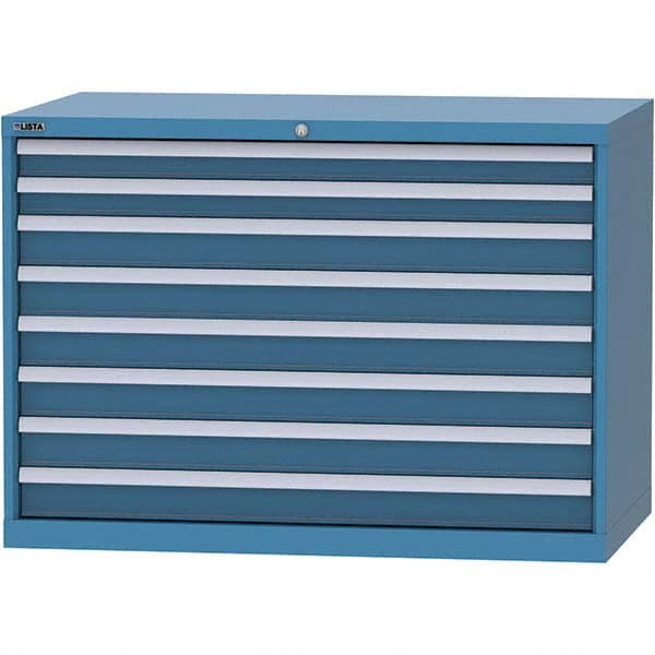 LISTA - 8 Drawer, 99 Compartment Bright Blue Steel Modular Storage Cabinet - Exact Tooling