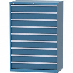 LISTA - 9 Drawer, 99 Compartment Bright Blue Steel Modular Storage Cabinet - Exact Tooling