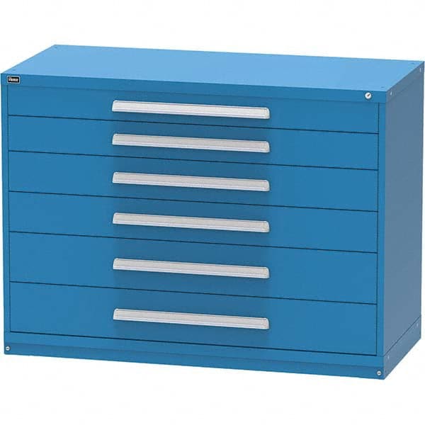 Vidmar - 6 Drawer, 45 Compartment Bright Blue Steel Modular Storage Cabinet - Exact Tooling