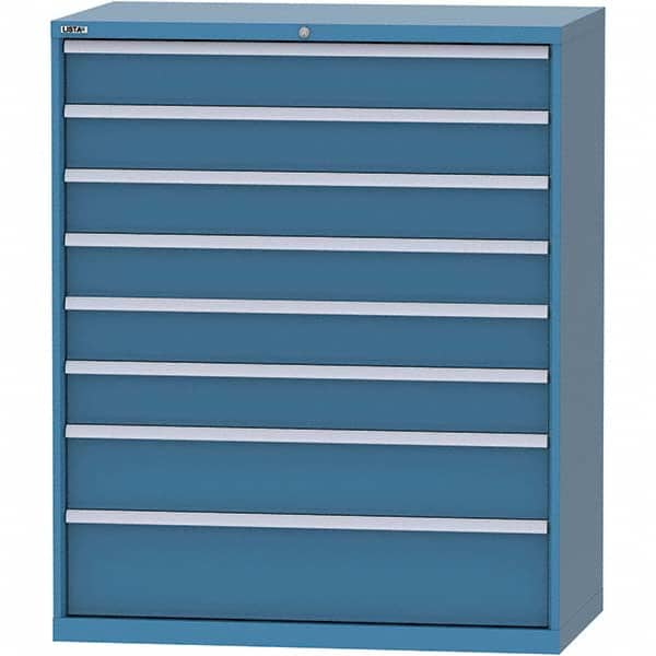 LISTA - 8 Drawer, 159 Compartment Bright Blue Steel Modular Storage Cabinet - Exact Tooling