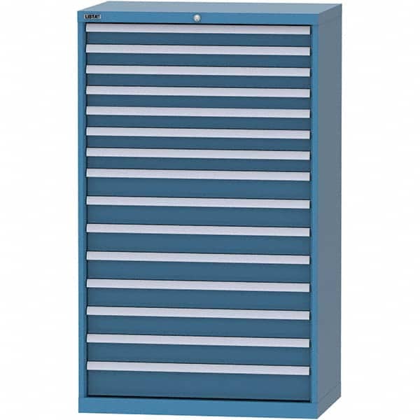 LISTA - 15 Drawer, 84 Compartment Bright Blue Steel Modular Storage Cabinet - Exact Tooling