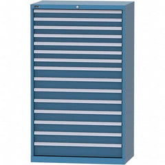 LISTA - 15 Drawer, 84 Compartment Bright Blue Steel Modular Storage Cabinet - Exact Tooling