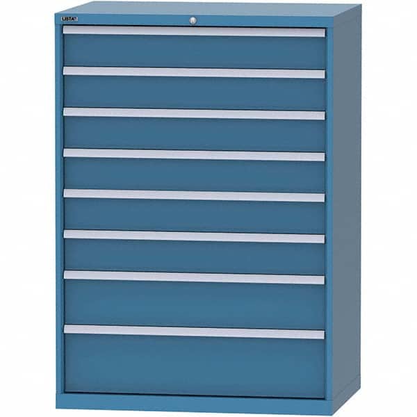 LISTA - 8 Drawer, 99 Compartment Bright Blue Steel Modular Storage Cabinet - Exact Tooling