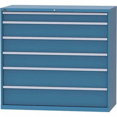 LISTA - 6 Drawer, 84 Compartment Bright Blue Steel Modular Storage Cabinet - Exact Tooling