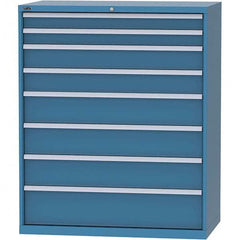 LISTA - 8 Drawer, 159 Compartment Bright Blue Steel Modular Storage Cabinet - Exact Tooling