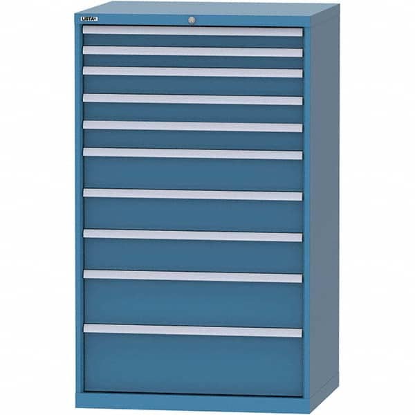 LISTA - 10 Drawer, 84 Compartment Bright Blue Steel Modular Storage Cabinet - Exact Tooling