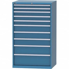 LISTA - 10 Drawer, 84 Compartment Bright Blue Steel Modular Storage Cabinet - Exact Tooling