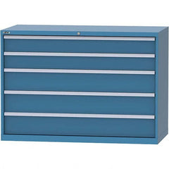 LISTA - 5 Drawer, 84 Compartment Bright Blue Steel Modular Storage Cabinet - Exact Tooling
