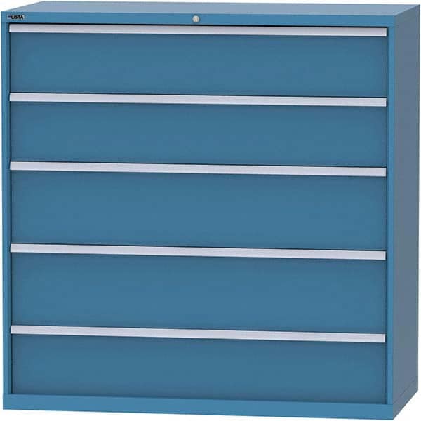 LISTA - 5 Drawer, 84 Compartment Bright Blue Steel Modular Storage Cabinet - Exact Tooling