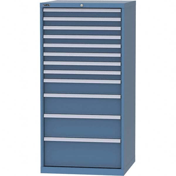 LISTA - 12 Drawer, 124 Compartment Bright Blue Steel Modular Storage Cabinet - Exact Tooling