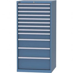 LISTA - 12 Drawer, 124 Compartment Bright Blue Steel Modular Storage Cabinet - Exact Tooling