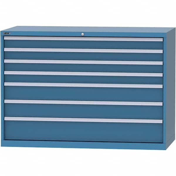 LISTA - 7 Drawer, 84 Compartment Bright Blue Steel Modular Storage Cabinet - Exact Tooling