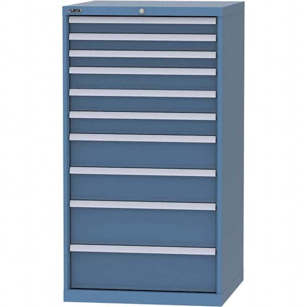 LISTA - 10 Drawer, 45 Compartment Bright Blue Steel Modular Storage Cabinet - Exact Tooling