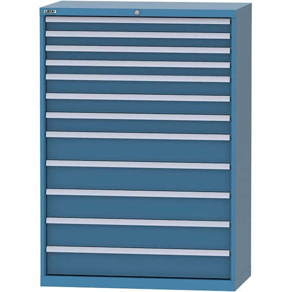 LISTA - 12 Drawer, 84 Compartment Bright Blue Steel Modular Storage Cabinet - Exact Tooling