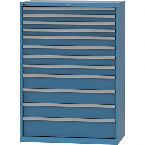 LISTA - 12 Drawer, 84 Compartment Bright Blue Steel Modular Storage Cabinet - Exact Tooling