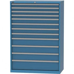 LISTA - 12 Drawer, 84 Compartment Bright Blue Steel Modular Storage Cabinet - Exact Tooling