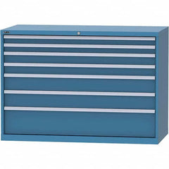 LISTA - 7 Drawer, 84 Compartment Bright Blue Steel Modular Storage Cabinet - Exact Tooling