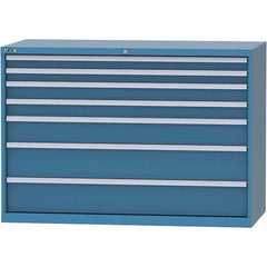 LISTA - 7 Drawer, 84 Compartment Bright Blue Steel Modular Storage Cabinet - Exact Tooling