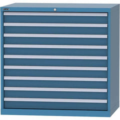LISTA - 9 Drawer, 99 Compartment Bright Blue Steel Modular Storage Cabinet - Exact Tooling