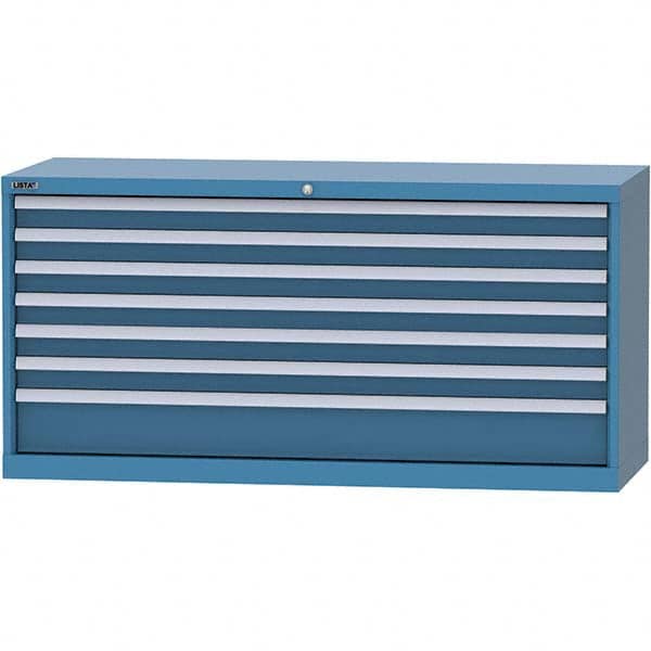 LISTA - 7 Drawer, 84 Compartment Bright Blue Steel Modular Storage Cabinet - Exact Tooling