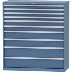 LISTA - 10 Drawer, 99 Compartment Bright Blue Steel Modular Storage Cabinet - Exact Tooling