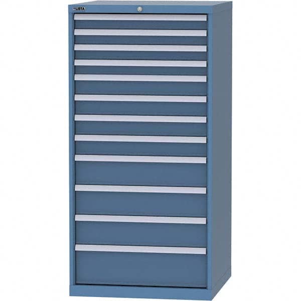 LISTA - 12 Drawer, 124 Compartment Bright Blue Steel Modular Storage Cabinet - Exact Tooling