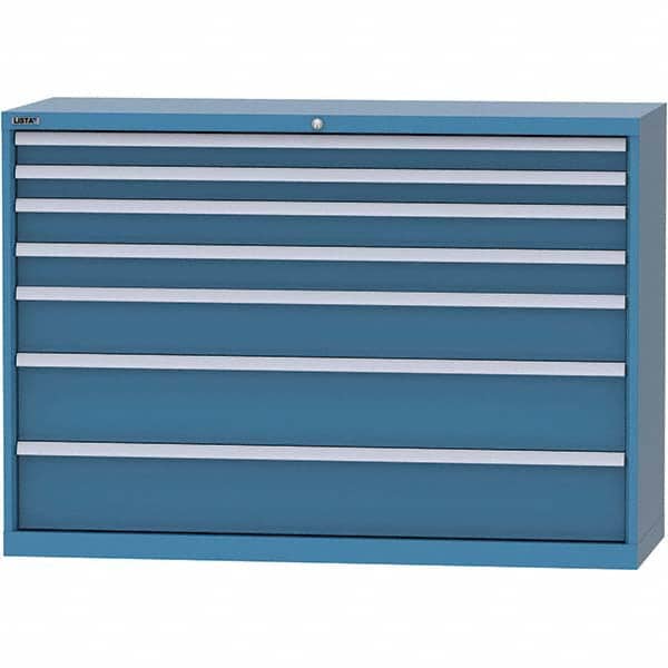 LISTA - 7 Drawer, 84 Compartment Bright Blue Steel Modular Storage Cabinet - Exact Tooling