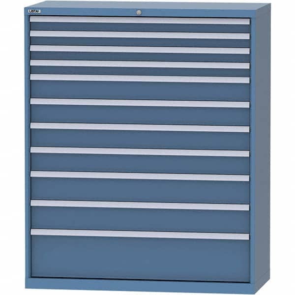 LISTA - 11 Drawer, 99 Compartment Bright Blue Steel Modular Storage Cabinet - Exact Tooling