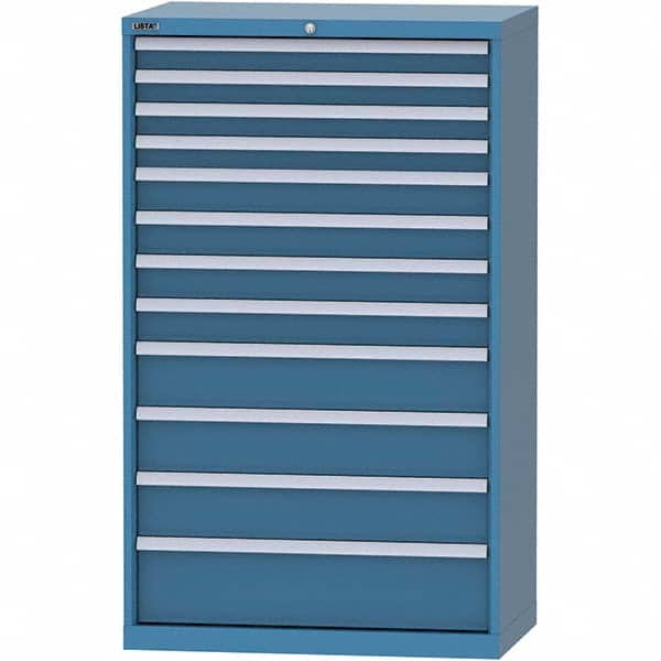 LISTA - 12 Drawer, 84 Compartment Bright Blue Steel Modular Storage Cabinet - Exact Tooling