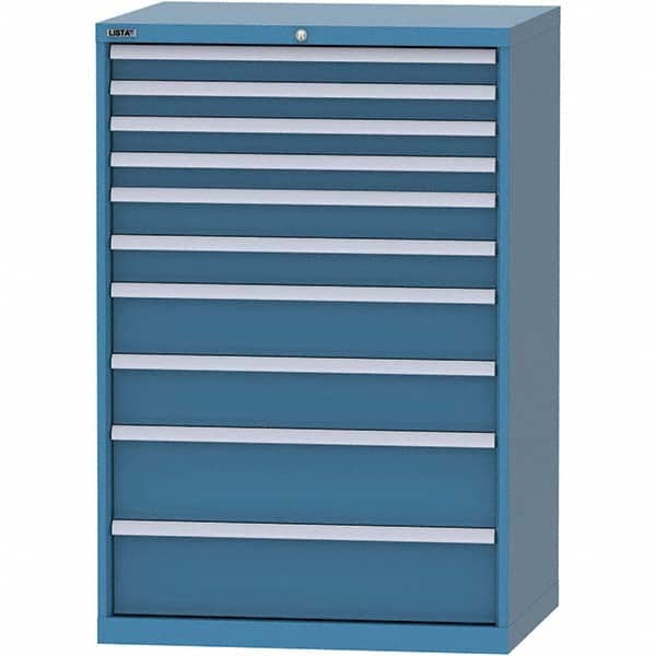 LISTA - 10 Drawer, 84 Compartment Bright Blue Steel Modular Storage Cabinet - Exact Tooling