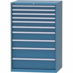 LISTA - 10 Drawer, 84 Compartment Bright Blue Steel Modular Storage Cabinet - Exact Tooling