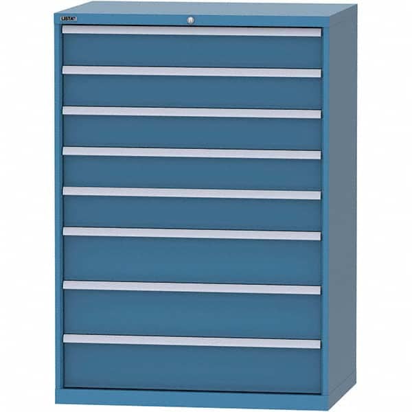 LISTA - 8 Drawer, 99 Compartment Bright Blue Steel Modular Storage Cabinet - Exact Tooling