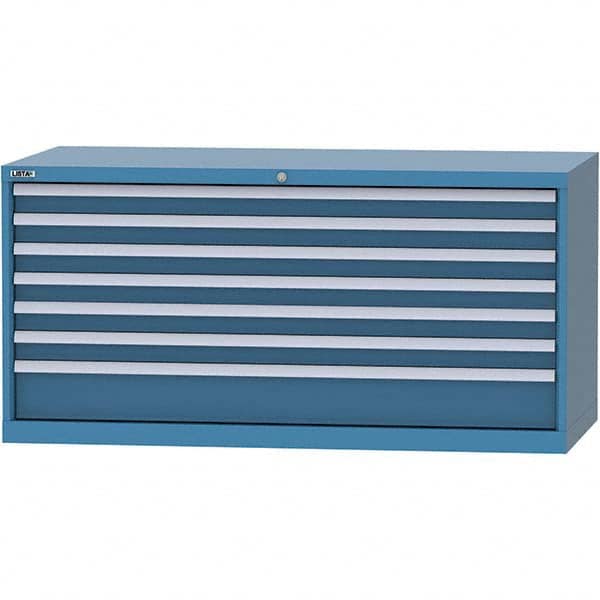 LISTA - 7 Drawer, 84 Compartment Bright Blue Steel Modular Storage Cabinet - Exact Tooling