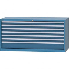 LISTA - 7 Drawer, 84 Compartment Bright Blue Steel Modular Storage Cabinet - Exact Tooling