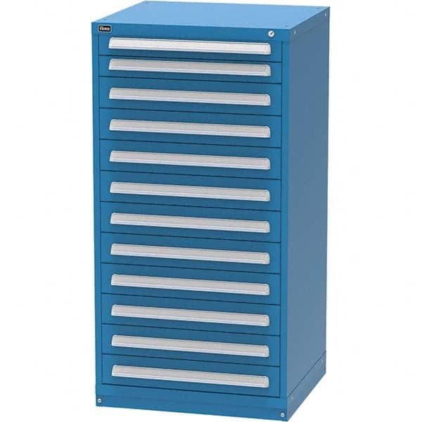 Vidmar - 12 Drawer Bright Blue Steel Modular Storage Cabinet - Exact Tooling