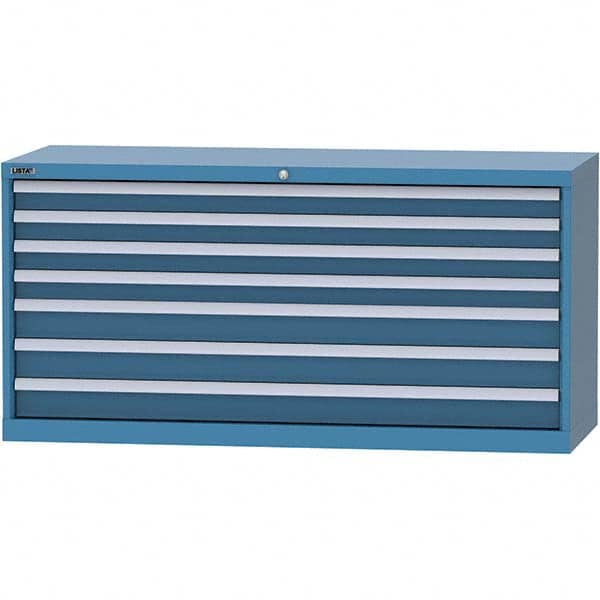 LISTA - 7 Drawer, 84 Compartment Bright Blue Steel Modular Storage Cabinet - Exact Tooling
