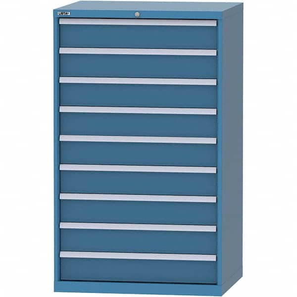 LISTA - 9 Drawer, 84 Compartment Bright Blue Steel Modular Storage Cabinet - Exact Tooling