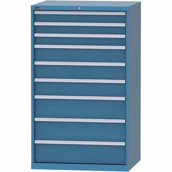 LISTA - 9 Drawer, 84 Compartment Bright Blue Steel Modular Storage Cabinet - Exact Tooling