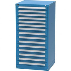 Vidmar - 15 Drawer Bright Blue Steel Modular Storage Cabinet - Exact Tooling