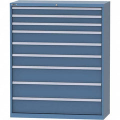 LISTA - 9 Drawer, 99 Compartment Bright Blue Steel Modular Storage Cabinet - Exact Tooling