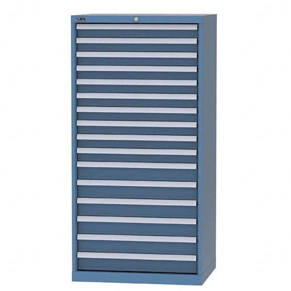 LISTA - 15 Drawer, 93 Compartment Bright Blue Steel Modular Storage Cabinet - Exact Tooling